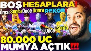 5 TANE BOŞ HESAPTA 80.000 UC MUMYA SANDIĞI AÇTIK BÖYLE ŞANS GÖRMEDİNİZ PUBG Mobile