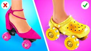 I MADE COOL SHOES WITH WHEELS Rich vs Broke Students️ Amazing Clothes Hacks & Tips by 123 GO