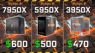Ryzen 9 7950X vs. 5950X vs. 3950X  Render & Gaming Benchmarks RTX 4090