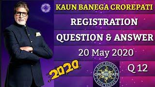 20 May 2020  Question 12  Registration Question Today  & Answer  KBC Registrations  KBC 12