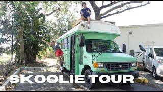 SKOOLIE CONVERSION TOUR  6 Window E450 School Bus Converted Into Home On Wheels