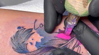 How to tattoo Watercolor feather  Real sound