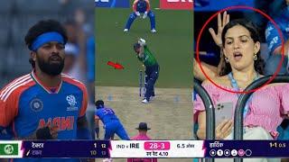 Natasa Stankovic Mouth open reaction when hardik pandya Take wicket on his first over in WC