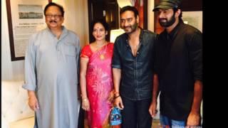 Bahubali hero Prabhas with Krishnam Raju and Bollywood star Ajay Devgan