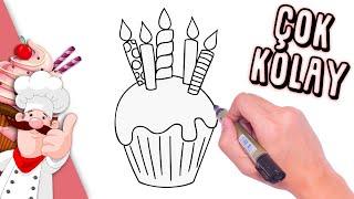 Kapkek Nasıl Çizilir  How to Draw a Cupcake - KOLAY KEK ÇİZİMİ