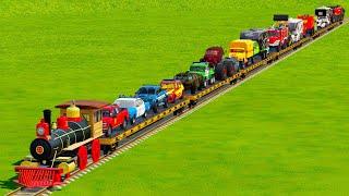 TRANSPORTING  ALL VEHICLES CARS TRUCKS TRACTORS FIRE ENGINE WITH TRAIN Farming Simulator 22