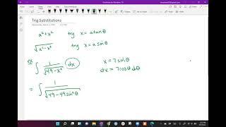 Calculus Technique of Integration Trig Substitution