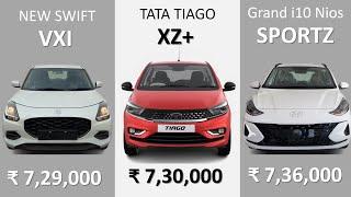 Maruti Swift Vs Tata Tiago Vs Hyundai Grand i10 Nios