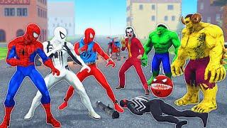 TEAM SPIDER-MAN VS Bad Guy Joker  -  Challenge Rescue shark  Spiderman roblox from Joker Hulk Venom