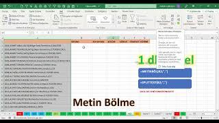 Excel 1 Dakika - Metin Bölme