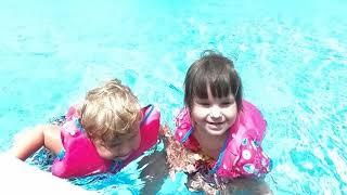 Eva and Milana Florida Pool Fun Learning to Swim