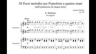 A. Diabelli - 6. Scherzo from 28 pezzi melodici for Piano four hands score