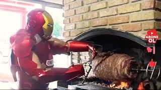 iron man cağ kebabı yiyor