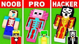 NOOB vs PRO SECRET INSIDE BODY HOUSE Build Challenge in Minecraft