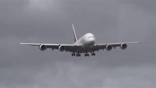 Emirates A380 landing at Auckland Airport