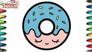 How to draw a cute donut easy for kids step by step