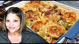 Chicken and Broccoli Cheese Rice Casserole  One Pan Baked Chicken and Rice