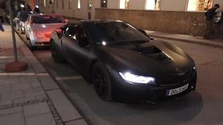 Loud BMW I8 Black matt + Start Up and fast Acceleration in Munich