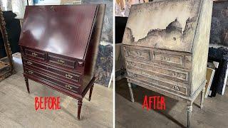 Vintage Secretary Desk Makeover - Τεχνοτροπίες με Χρώματα Κιμωλίας - Craft by Debi