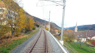  4K La Chaux-de-Fonds - Sonceboz-Sombeval late Autumn cab ride Switzerland 11.2020