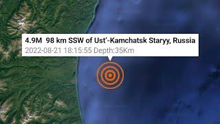 4.9 Earthquake Ust-Kamchatsk Staryy Russia 8-21-22