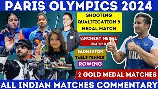 Day 2  Paris Olympics 2024  2 Gold Medal Matches  Archery Shooting  Badminton #manu #paris2024