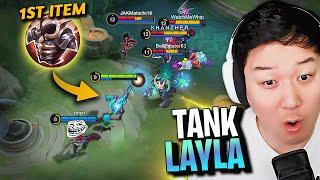 Picked Layla and get a tank item first and this was crazy game  Mobile Legends