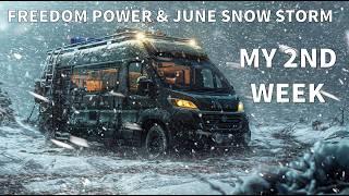 VANLIFE. My 2nd Week Full Time Van life Living. Driving to the Arctic. Cozy Camping. June Snow Storm