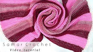 كروشيه شال شتوى_فكرة مشروع_لاستغلال بواقى الخيوط_غرزة سهلة وبسيطة للمبتدءينEasy crochet shawl _idea