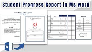 How to create Student Progress Report in Ms word  student Result Report Card in Microsoft word