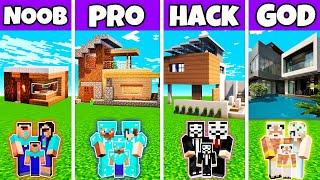New Family Dream House Build Challenge - Minecraft Battle Noob vs Pro vs Hacker vs God