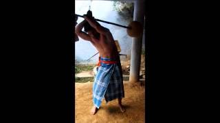 Traditional indian Gada mace swinging Hanuman Akhara