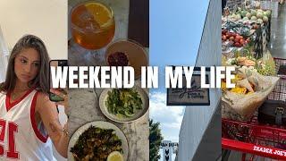 BALANCED WEEKEND VLOG grwm for night out bar hopping farmers market Sunday bagels & more