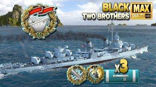 Destroyer Black Simple Solo Warrior on map Two Brothers - World of Warships