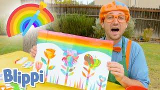 Blippi Creates Spin Art & Paints  Learns Rainbow Colors For Kids  Educational Videos For Toddlers