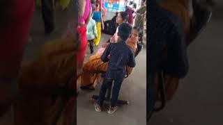 long hair aunty public place please subscribe my channel friends 