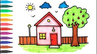 How to Draw a Cute House for Kids I Sevimli Ev Nasıl Çizilir I Basit Ev Çizimi
