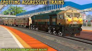 #SPOTTING AGGRESSIVE TRAINS IN TRAINZ SIMULATOR  THE GREAT SOUTHERN INDIA ROUTE