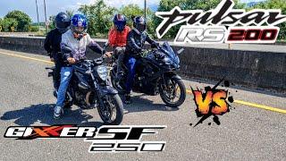 AMBOS CON COPILOTO - Pulsar Rs200 vs Gixxer 250  Drag Race