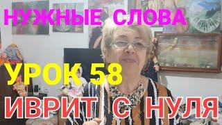 ИВРИТ С НУЛЯ.Учим новые слова.            Урок 58.