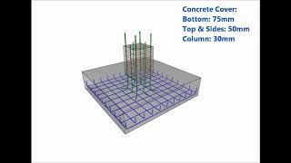 3D View of Isolated Footing with Reinforcement Arrangements