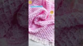 Hermosa manta cobijita para bebés tejida con gancho con una orilla preciosa #shorts #crochetforbaby