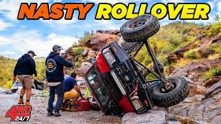 DANGEROUS 4x4 ROLLOVER Fuel leaking & nothing to winch off - what happens next? USAs Wildest Trail