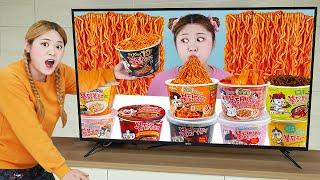 MUKBANG Fire Spicy Noodle Food Color Challenge by HIU 하이유