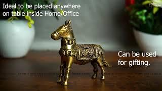 Brass Antique Mini Horse Showpiece - StatueStudio