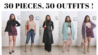 30 Pieces 50 Outfits  Trying A Capsule Wardrobe  Lilmissgurung