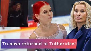 Alexandra Trusova returned to Eteri Tutberidze why does the coach meet the skater near the side?