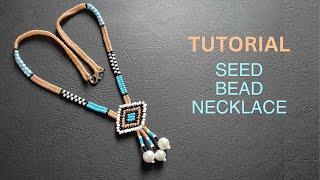 Seed bead necklace with beaded pendant beading tutorial step by step