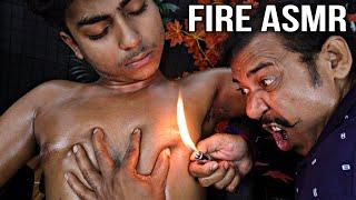 Exclusive Fire ASMR by Asim Barber  Cure Anxiety with Amazing Body Massage  Spine Cracking