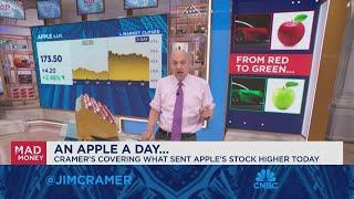 Jim Cramer looks at Apple and Teslas stock flips